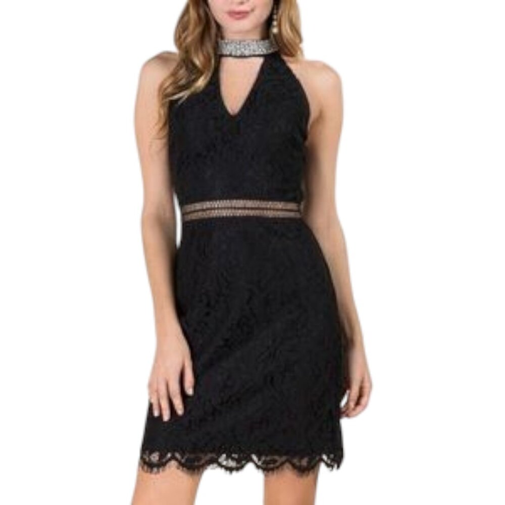 Francesca's Little Black Lace Dress Mini Women's Size M
